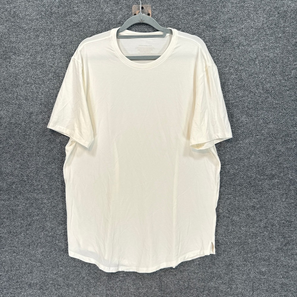Jack Archer Tshirt Mens Large Cream Curved Hem Modal Blend Short Sleeve Casual